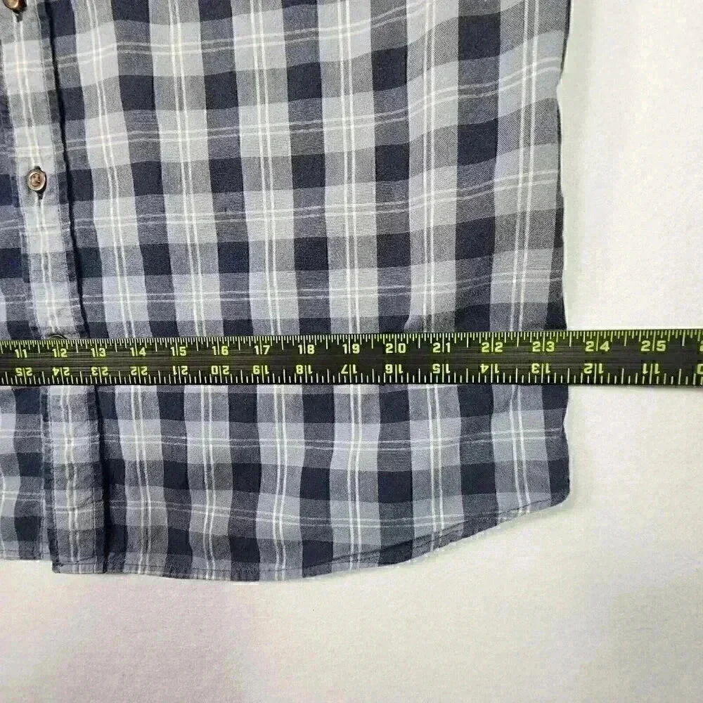 Carhartt Men's Loose Fit Midweight Shirt Large Short Sleeve Blue Plaid Button Up - Picture 13 of 15
